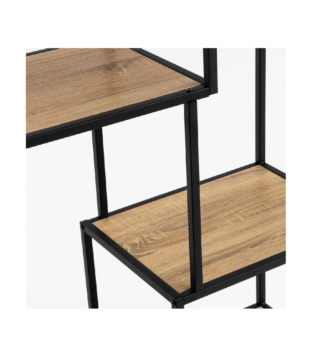 Wadiga Étagère Métal Noir Et Bois 4 Plateaux - Hauteur 114cm