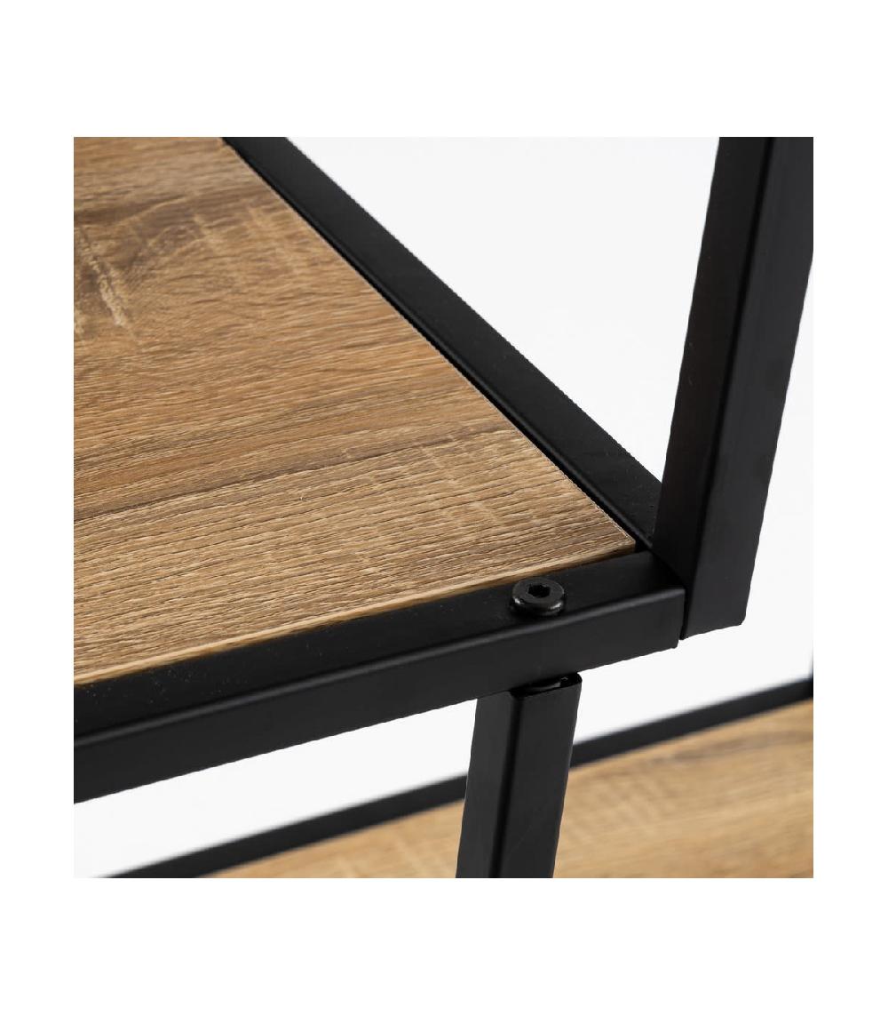 Wadiga Étagère Métal Noir Et Bois 4 Plateaux - Hauteur 114cm