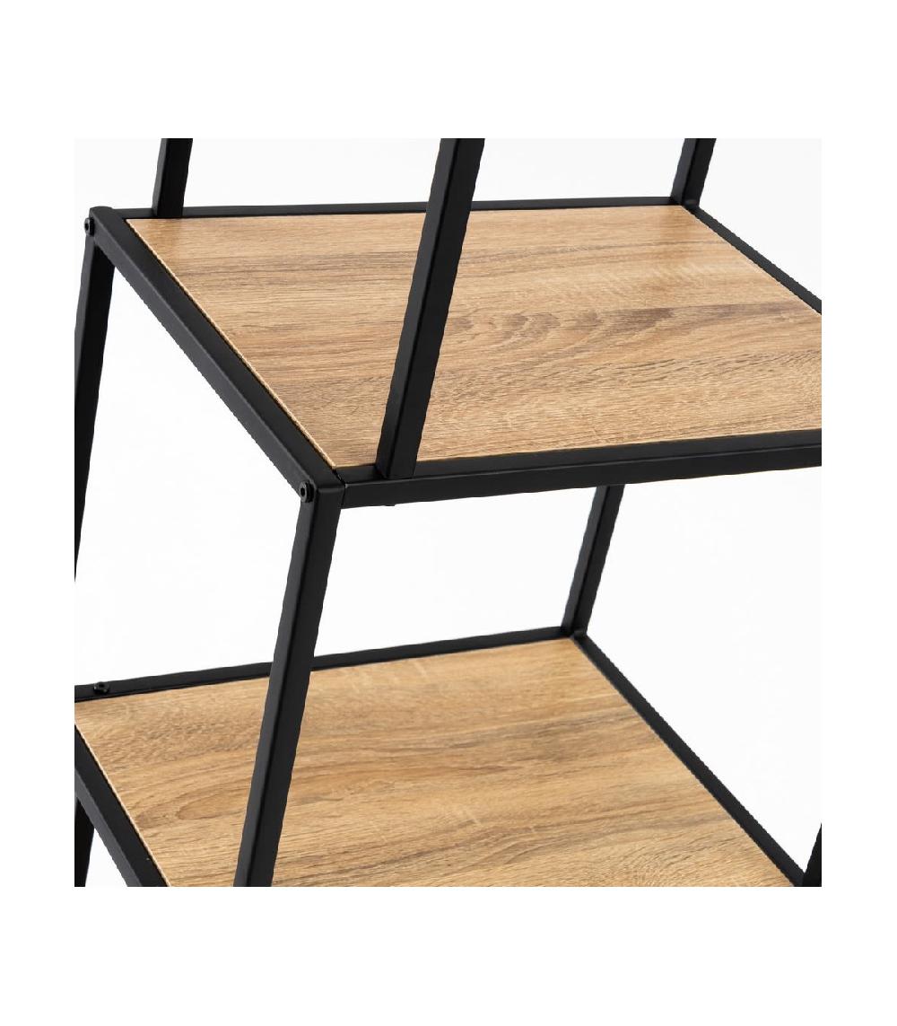 Wadiga Étagère Métal Noir Et Bois 5 Plateaux - Hauteur 185cm