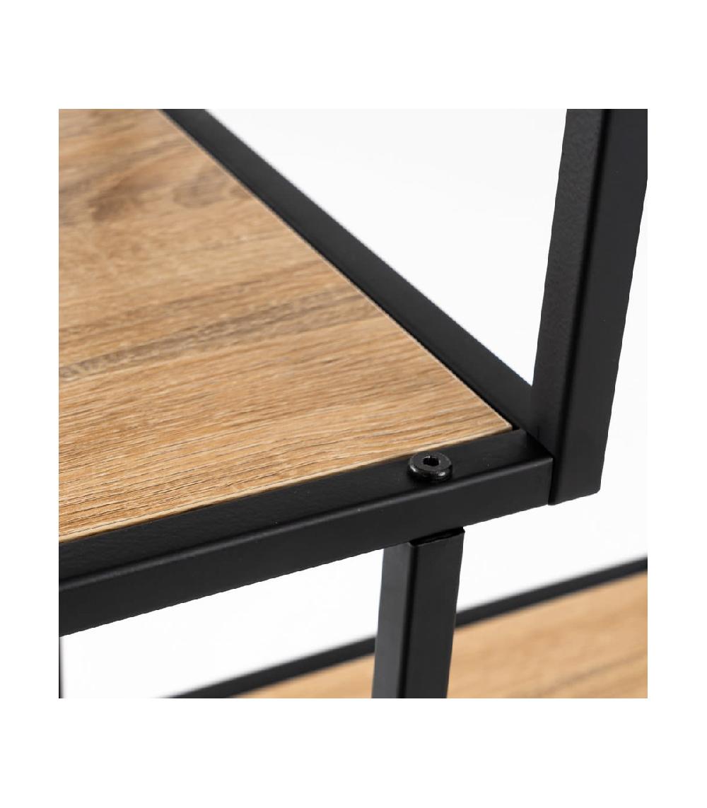 Wadiga Étagère Métal Noir Et Bois 5 Plateaux - Hauteur 185cm