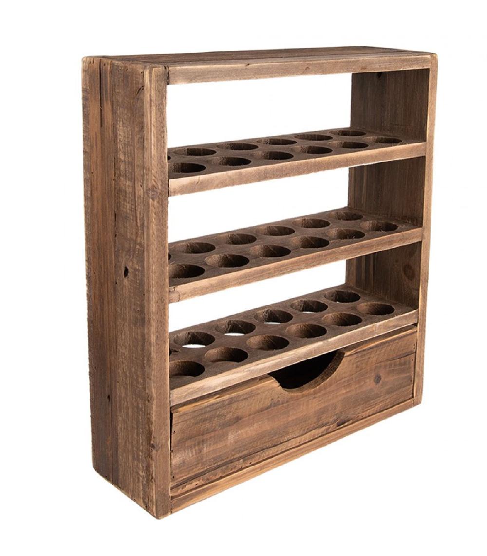 Wadiga Étagère Murale à Oeufs En Bois Avec Tiroir 35x11x38cm