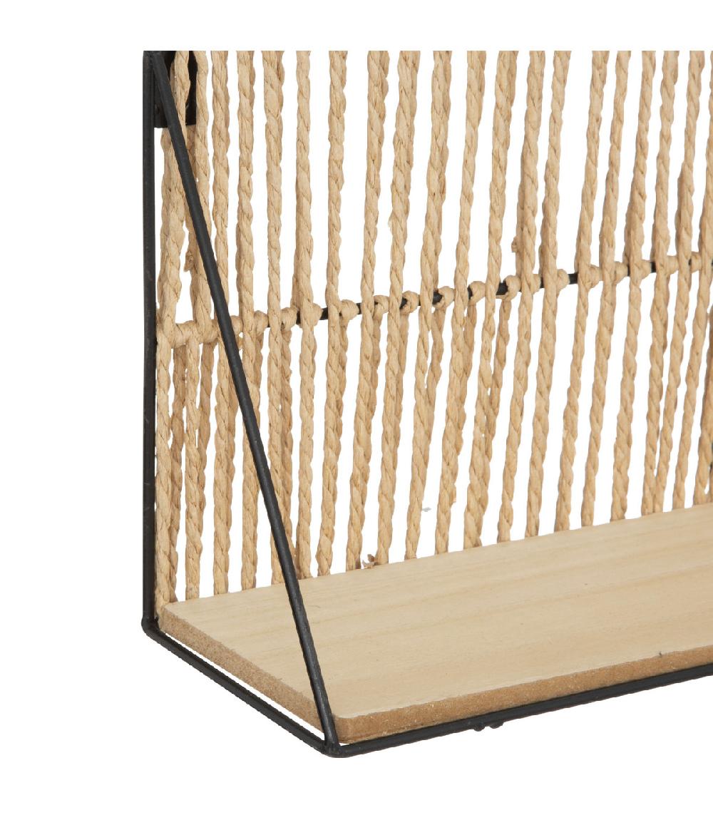 Wadiga Étagère Murale Bois Métal Et Corde 48x12x20cm