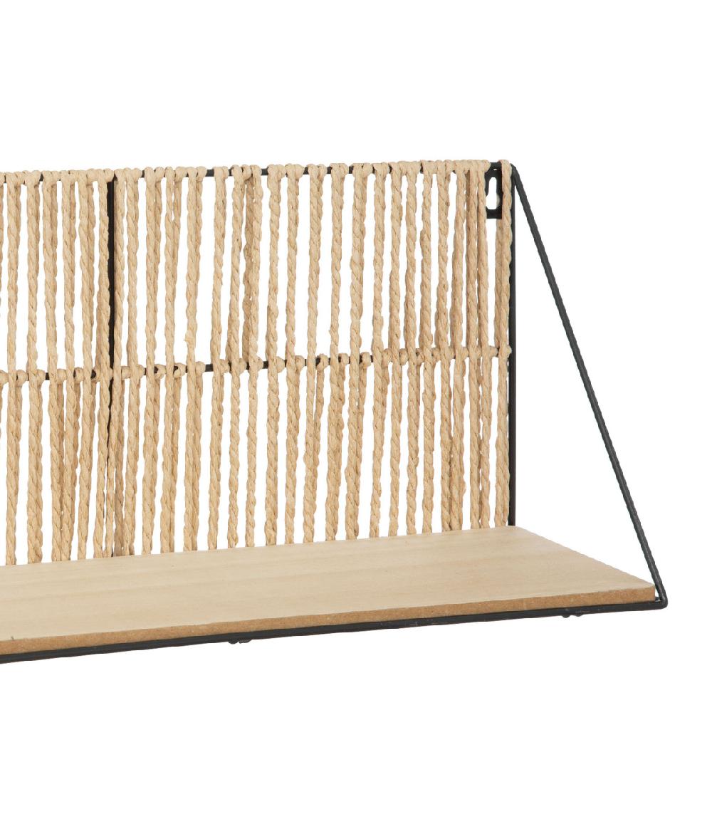 Wadiga Étagère Murale Bois Métal Et Corde 48x12x20cm