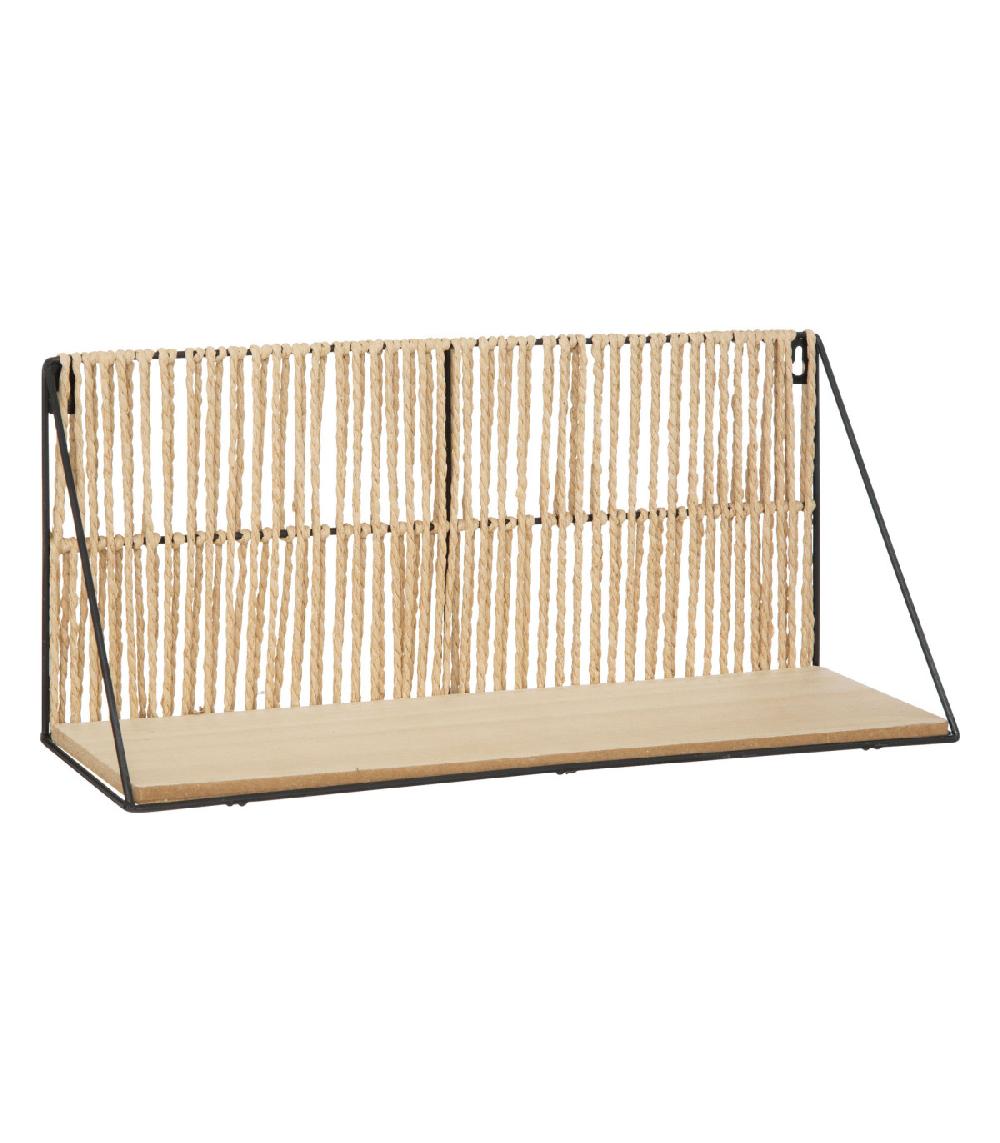 wadiga Étagère murale bois métal et corde 48x12x20cm