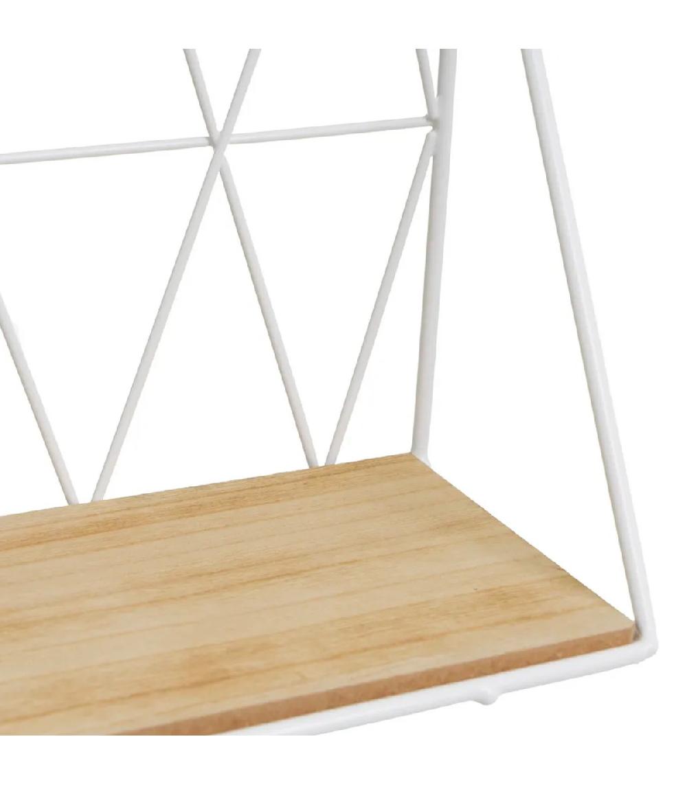 Wadiga Étagère Murale En Métal Blanc Et Bois Tablette 48x12x20cm