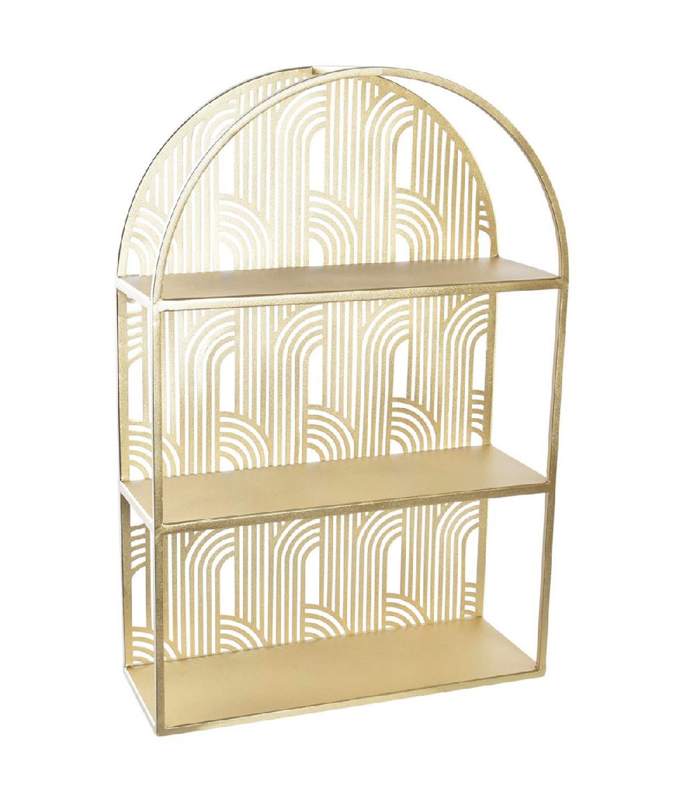 Wadiga Étagère Murale En Métal Doré Art Déco 40x15x60cm