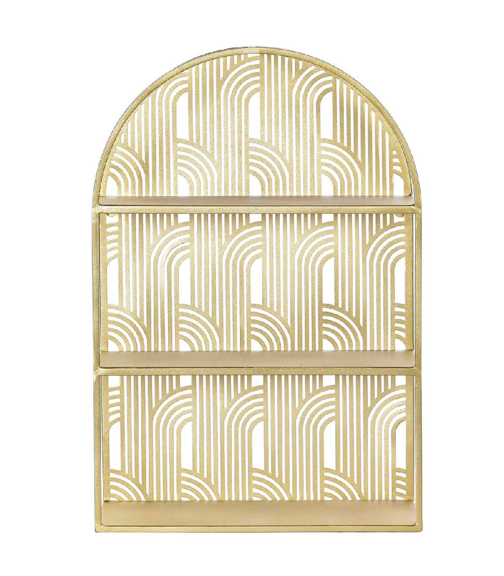 Wadiga Étagère Murale En Métal Doré Art Déco 40x15x60cm