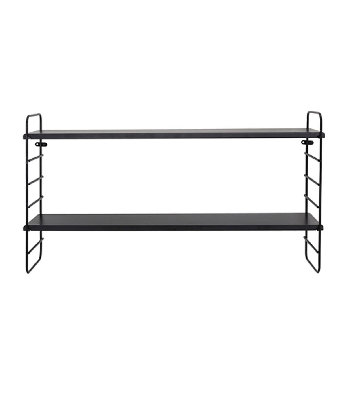 wadiga Étagère Murale en Métal et Bois Noir Minimaliste