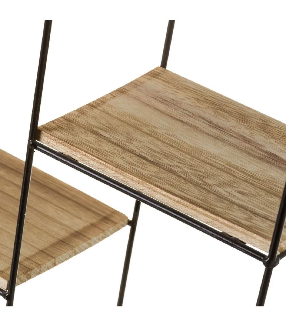 Wadiga Étagère Murale En Métal Noir Et Bois Carrée 4 Tablettes 50x12x50cm