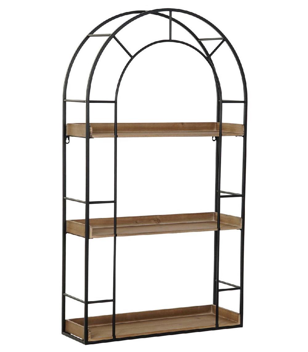 Wadiga Étagère Murale En Métal Noir Et Bois Fenêtre - 60x18x107cm