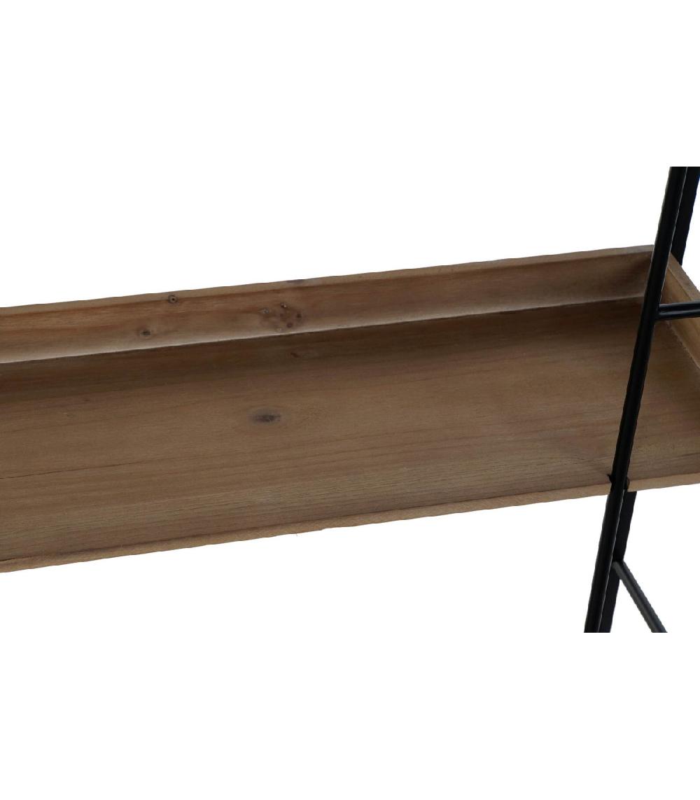 Wadiga Étagère Murale En Métal Noir Et Bois Fenêtre - 60x18x107cm