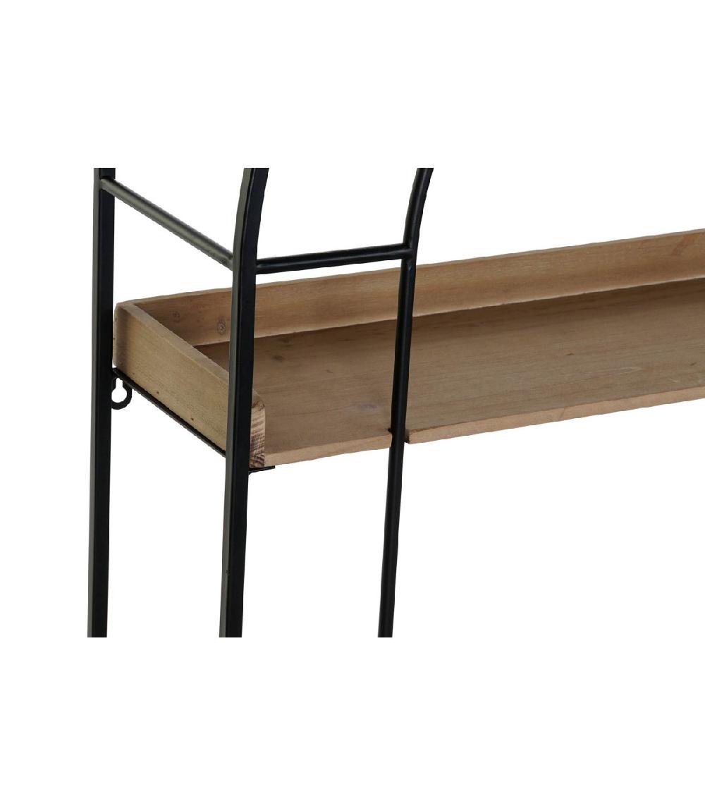 Wadiga Étagère Murale En Métal Noir Et Bois Fenêtre - 60x18x107cm
