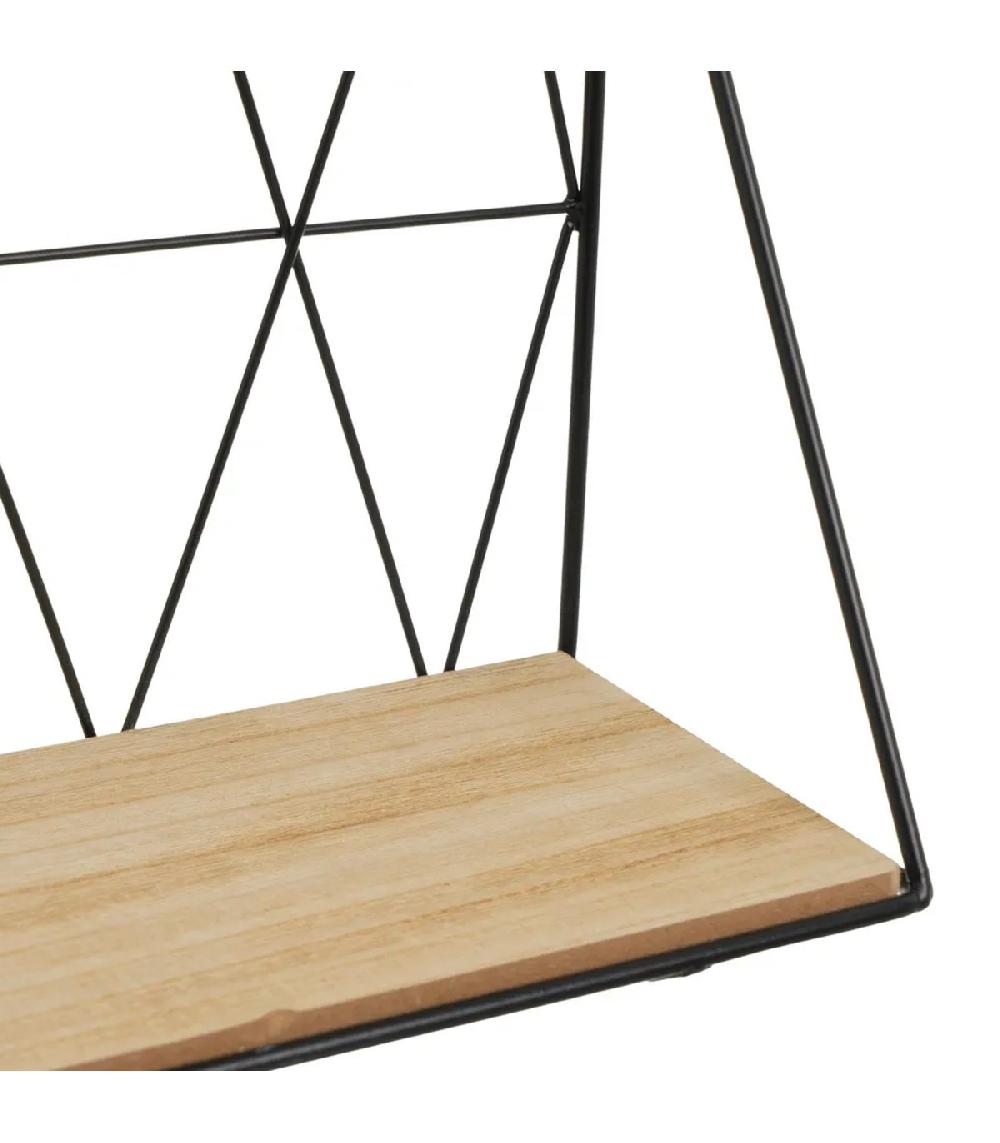 Wadiga Étagère Murale En Métal Noir Et Bois Tablette 48x12x20cm