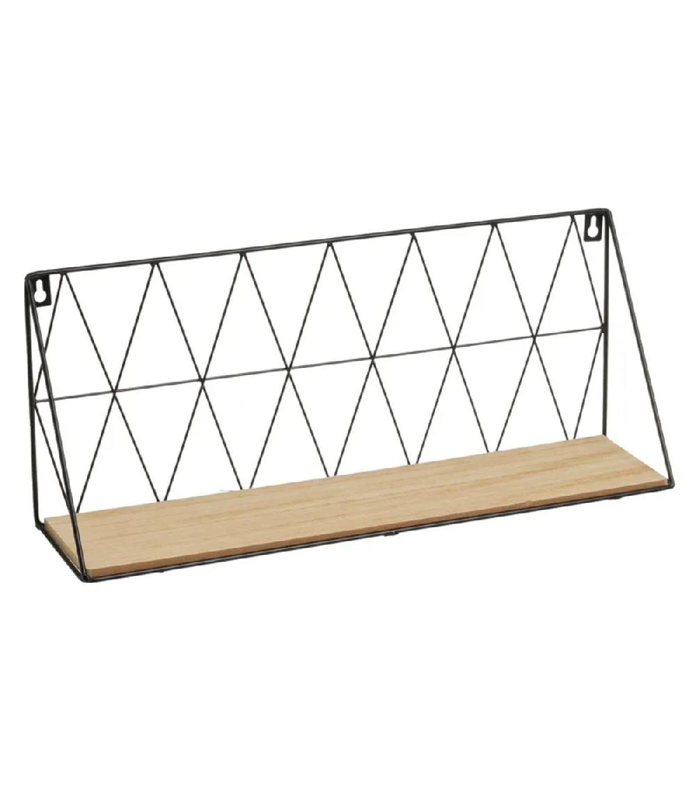 wadiga Étagère murale en métal noir et bois tablette 48x12x20cm