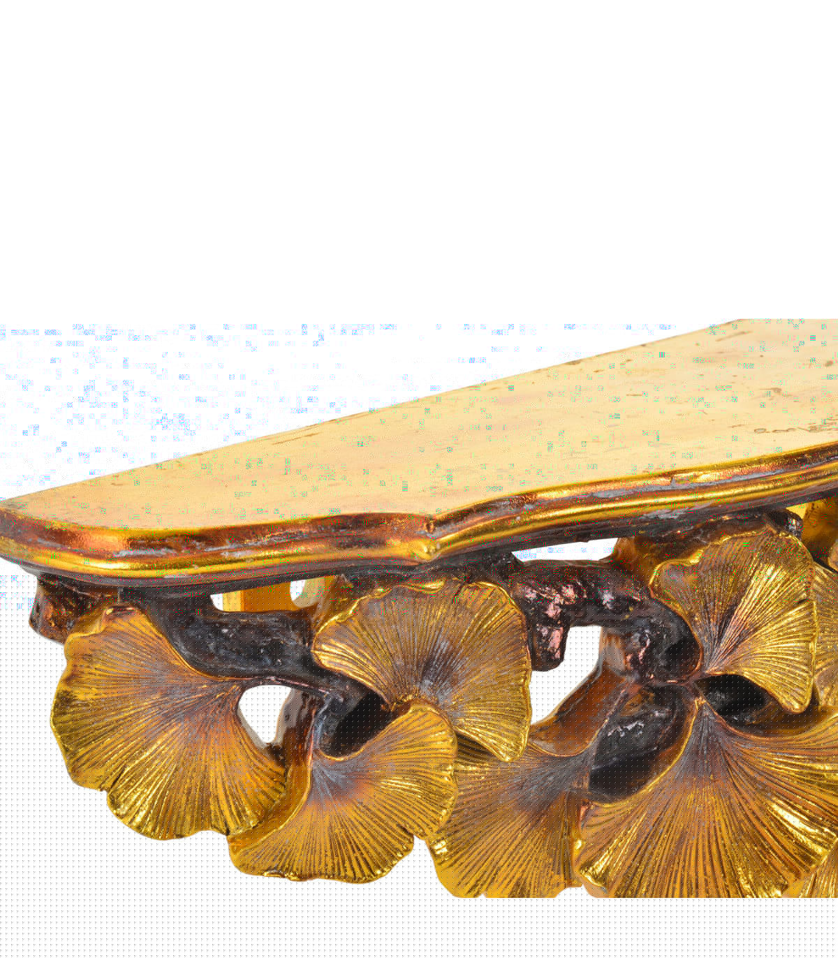 Wadiga Étagère Murale En Résine Sculptée Dorée Feuilles