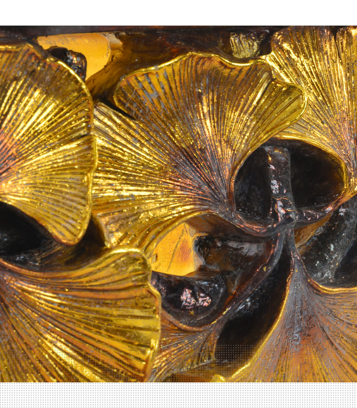Wadiga Étagère Murale En Résine Sculptée Dorée Feuilles