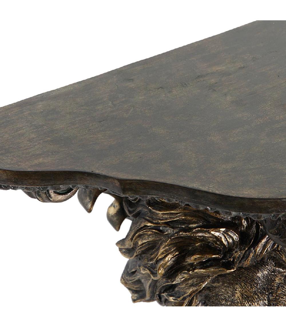 Wadiga Étagère Murale En Résine Sculptée Lion 36.5x16.5x21cm