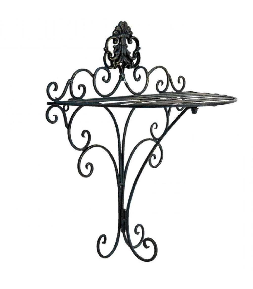 wadiga Étagère murale métal noir classique 33x20x39cm