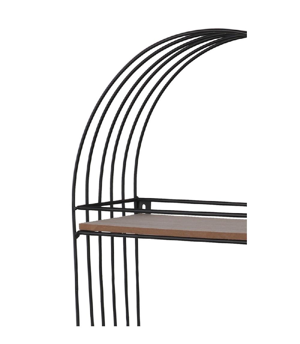 Wadiga Étagère Murale Ovale 2 Niveaux Métal Et Bois - 30.5x10.5x50.5cm