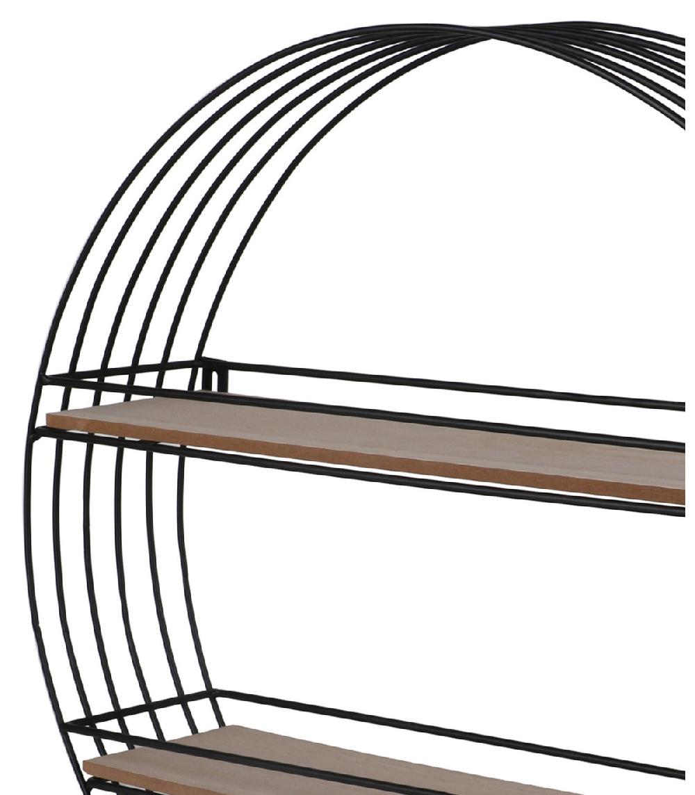 Wadiga Étagère Murale Ronde 2 Niveaux Métal Et Bois - 45x45x11cm