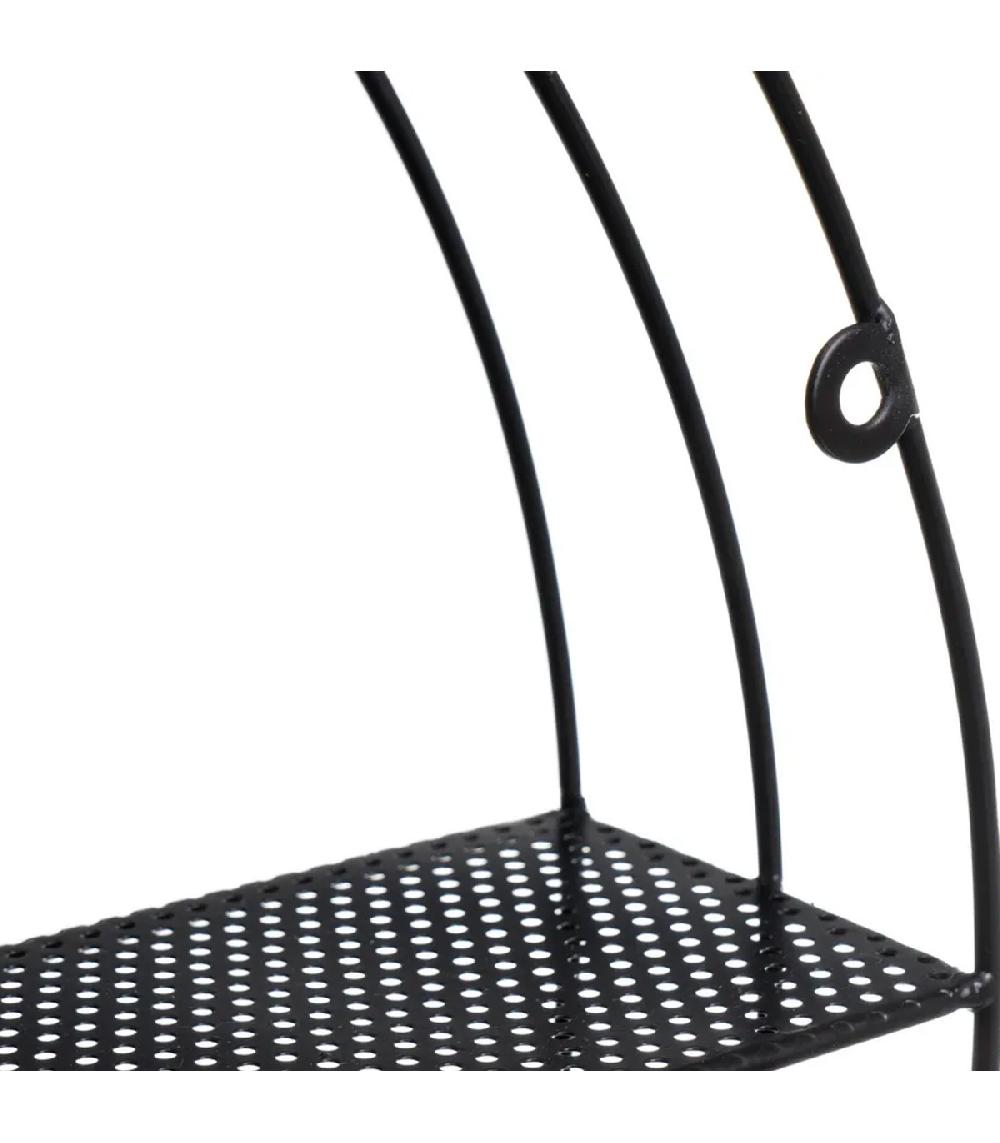 Wadiga Étagère Murale Ronde En Métal Noir 3 Tablettes 50x50x10cm