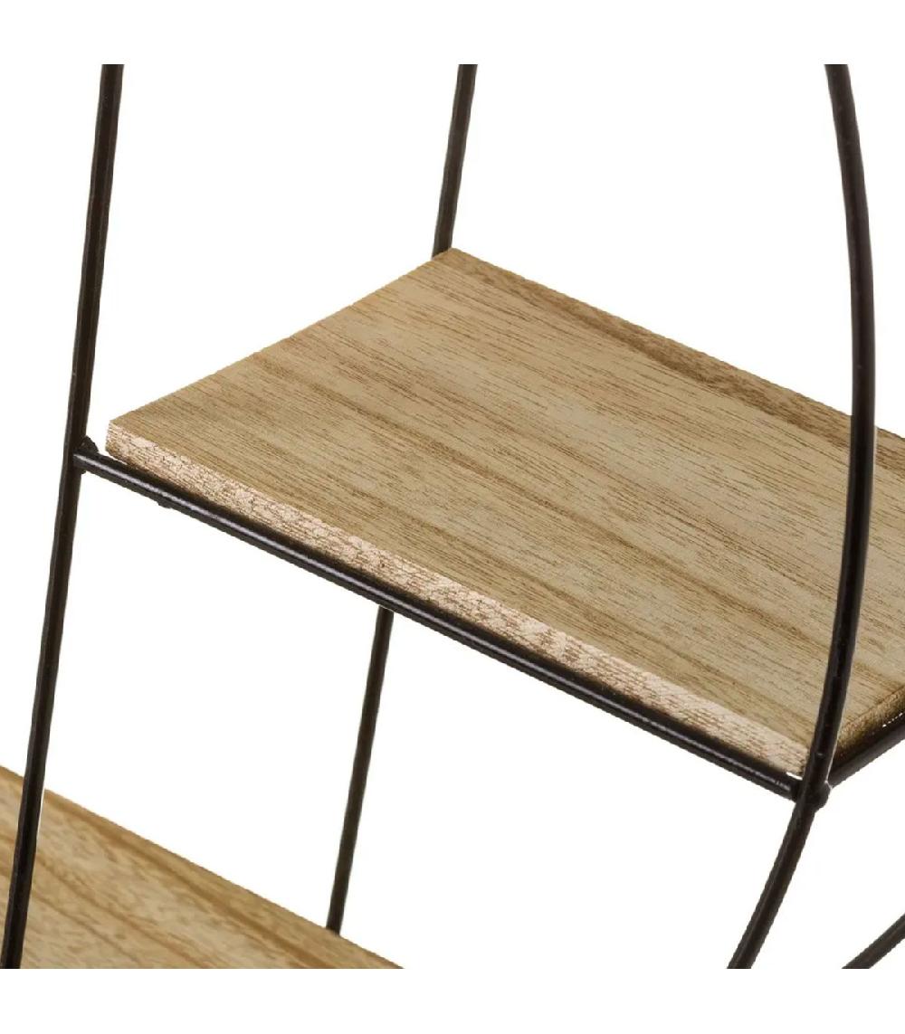 Wadiga Étagère Murale Ronde En Métal Noir Et Bois Diamètre 53cm
