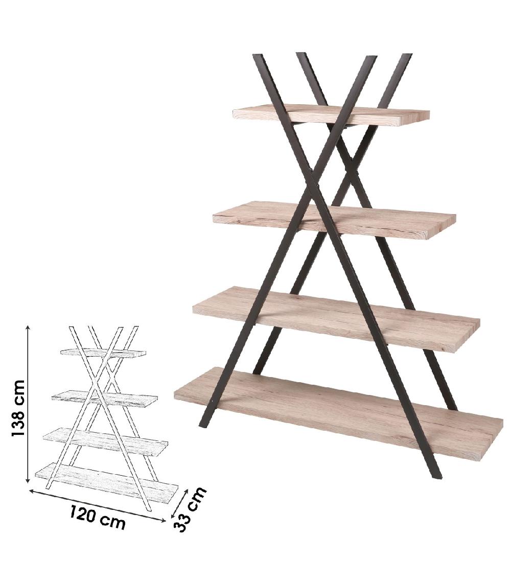 Wadiga Étagère Originale En Bois MDF Et Métal Noir Pyramide