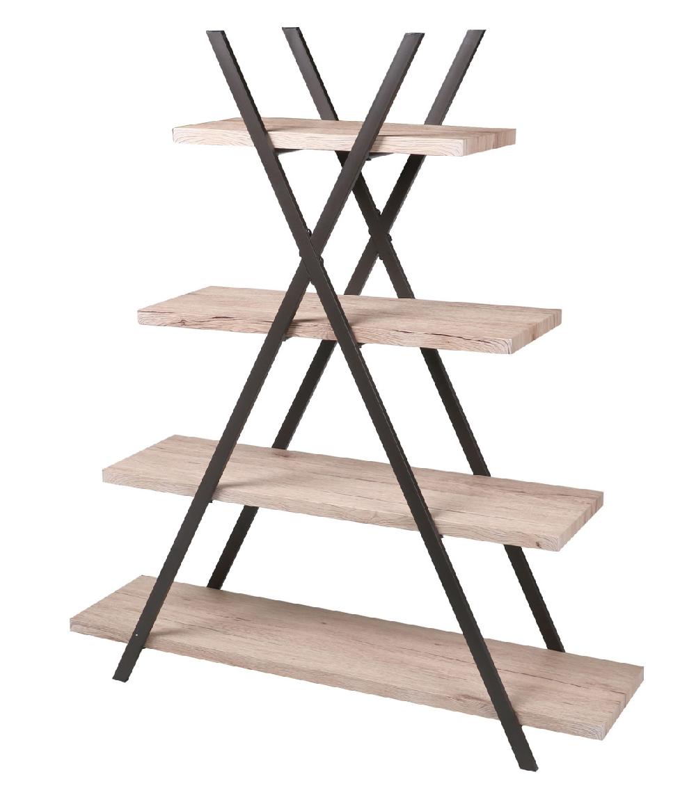 wadiga Étagère Originale en Bois MDF et Métal Noir Pyramide