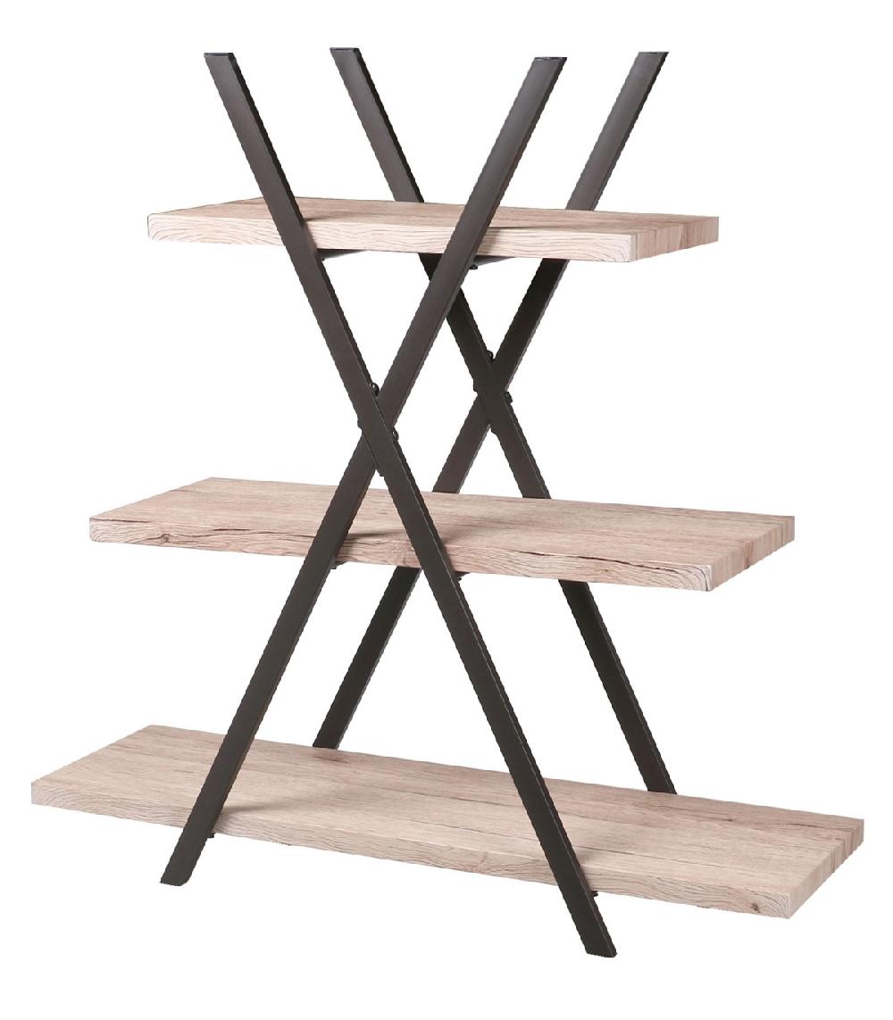 wadiga Étagère Originale en Bois MDF et Métal Noir Pyramide 3 Étages