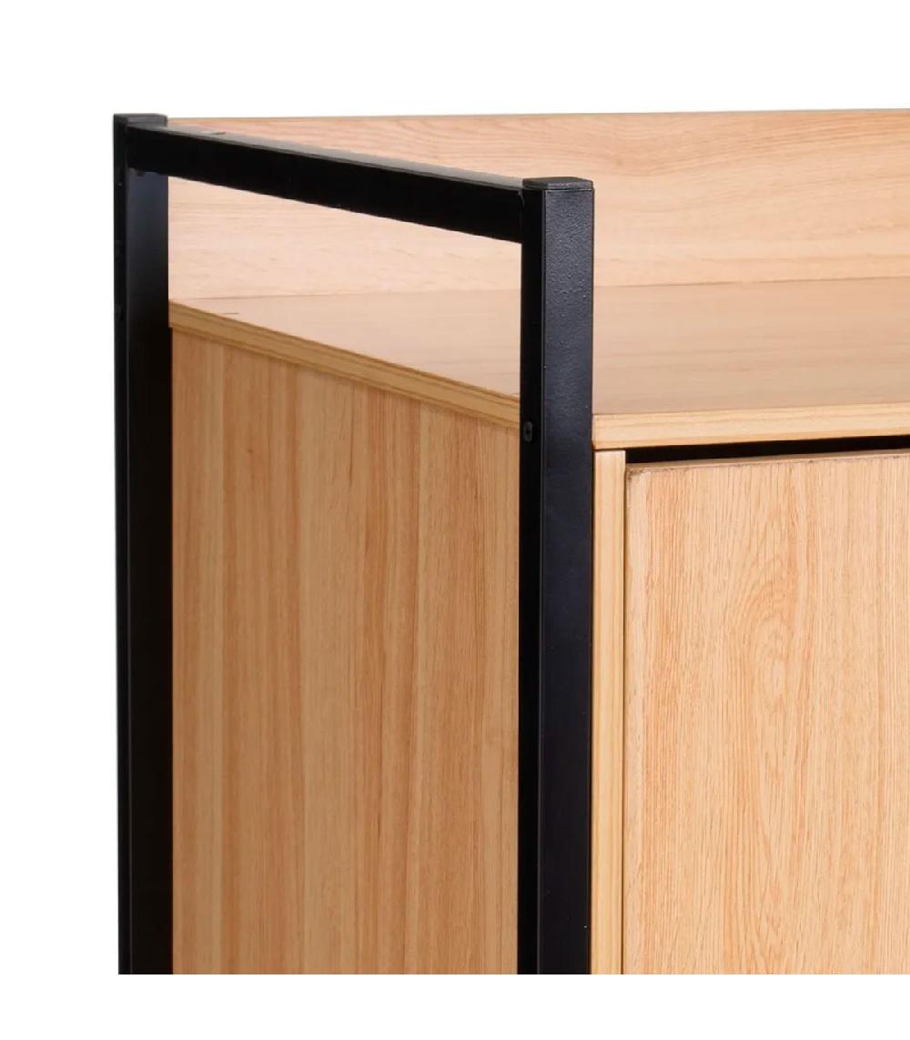 Wadiga Étagère Penderie Effet Bois Et Métal Noir 100x48x190cm