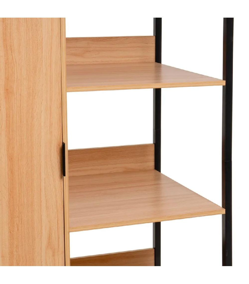 Wadiga Étagère Penderie Effet Bois Et Métal Noir 100x48x190cm