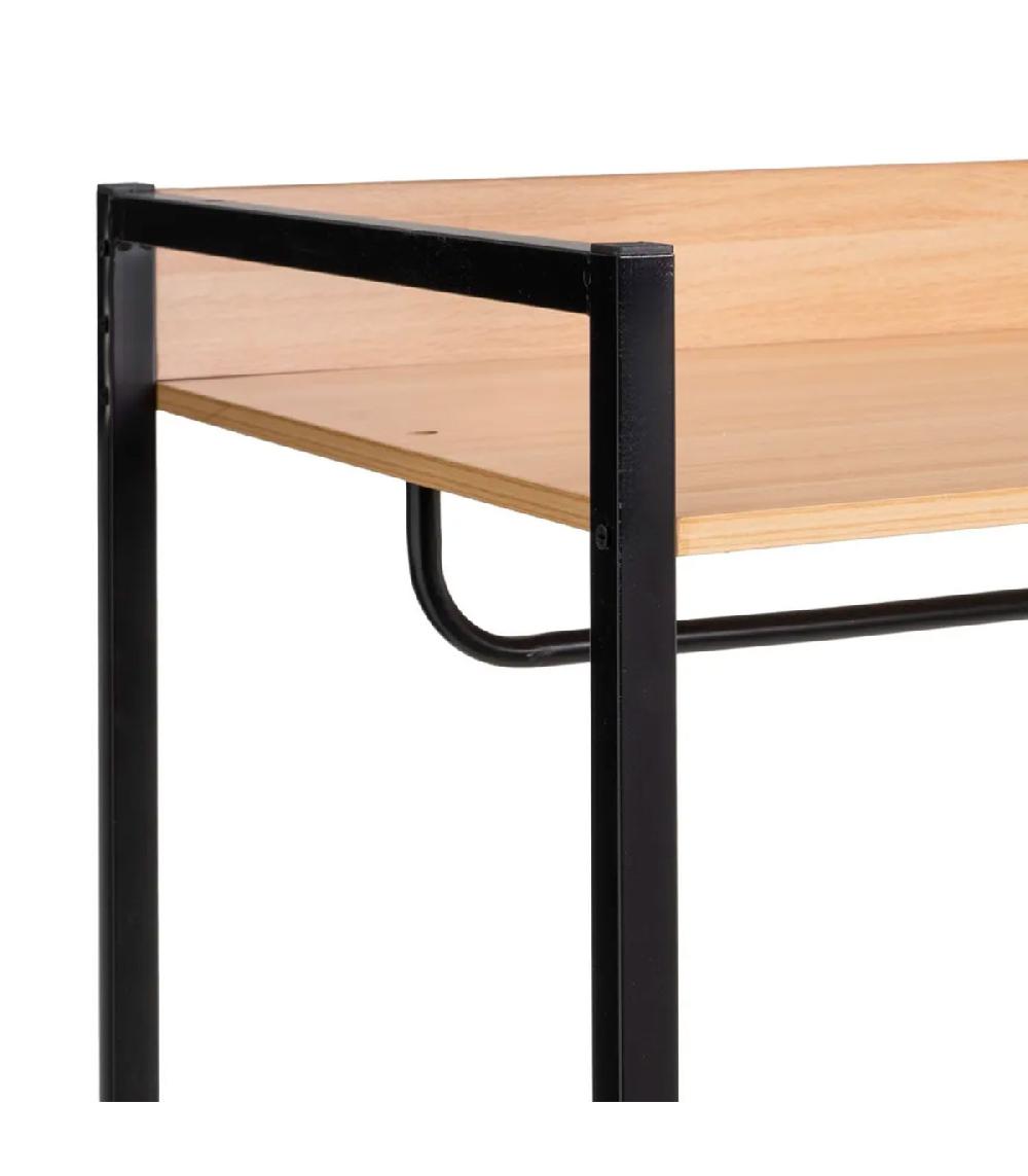 Wadiga Étagère Penderie Effet Bois Et Métal Noir 2 Tiroirs 60x48x190cm