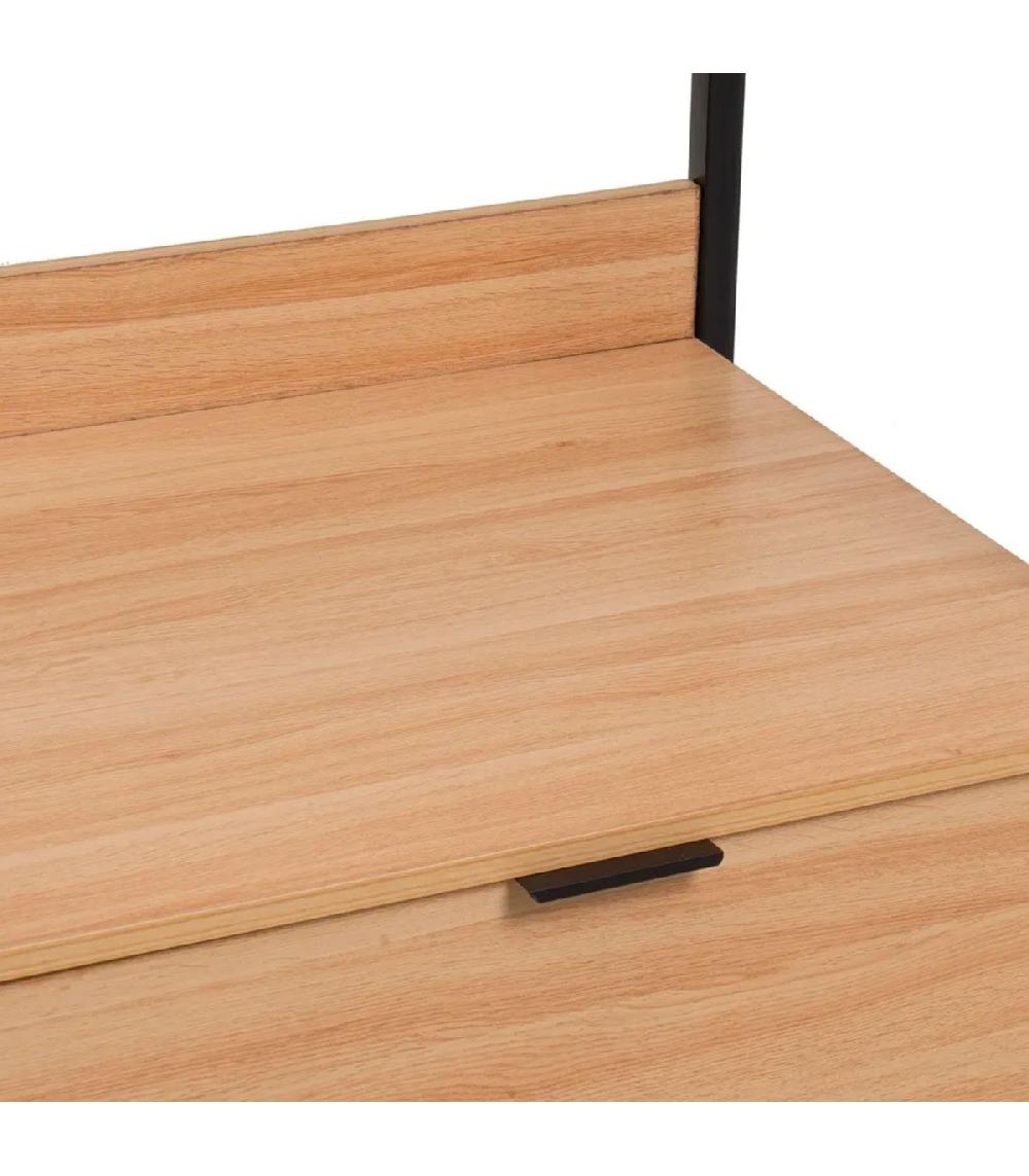 Wadiga Étagère Penderie Effet Bois Et Métal Noir 2 Tiroirs 60x48x190cm