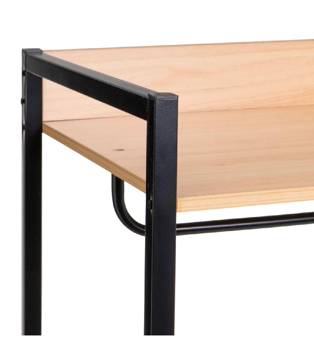 Wadiga Étagère Penderie Effet Bois Et Métal Noir 60x48x190cm