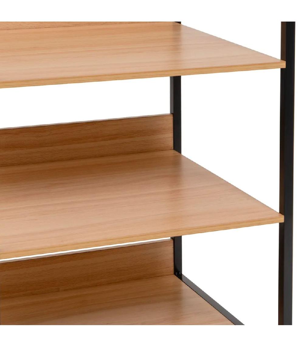 Wadiga Étagère Penderie Effet Bois Et Métal Noir 60x48x190cm