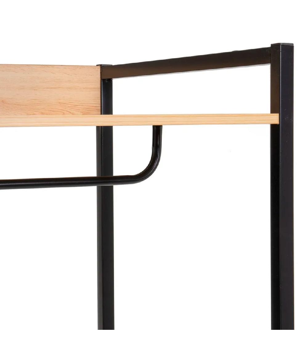 Wadiga Étagère Penderie Effet Bois Et Métal Noir 60x48x190cm