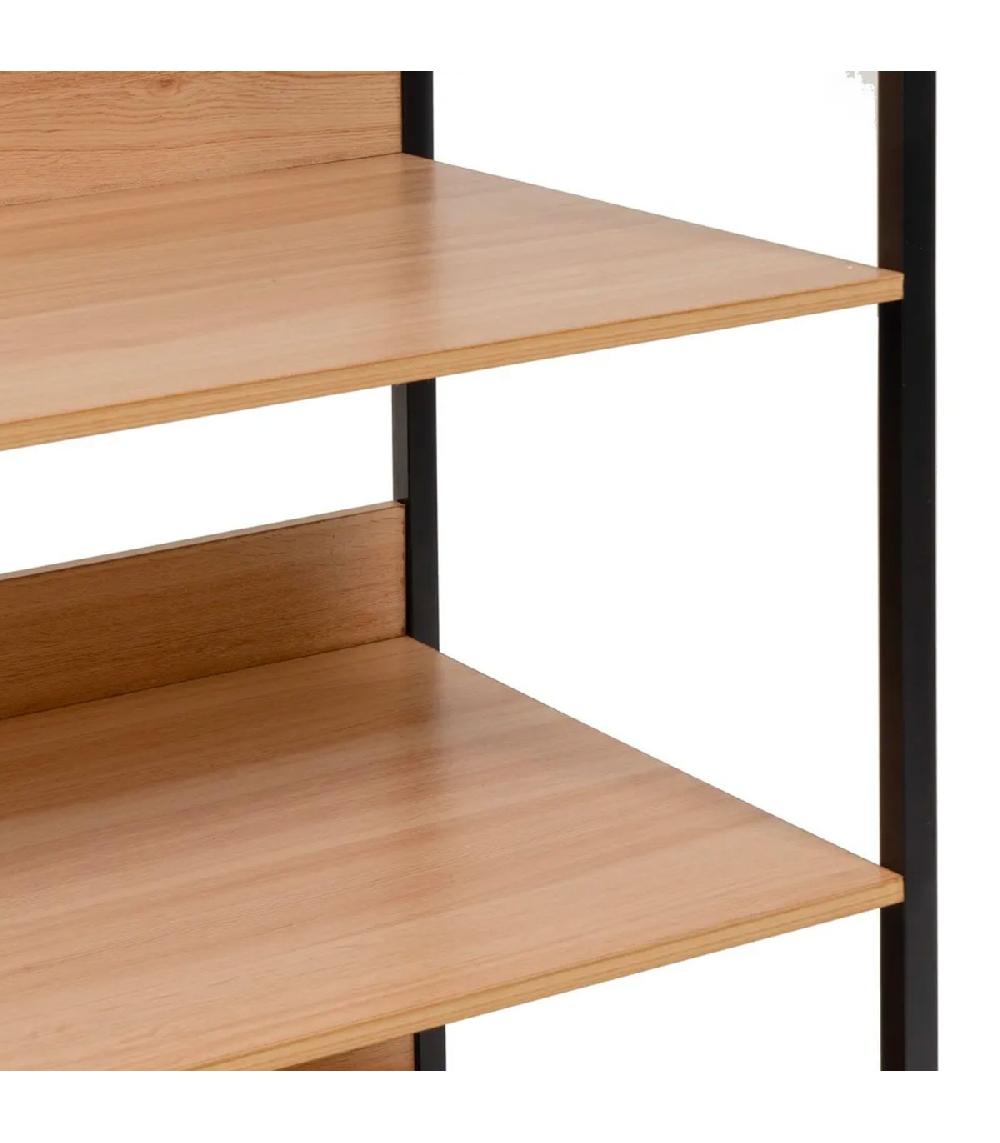 Wadiga Étagère Penderie Effet Bois Et Métal Noir Placard 60x48x190cm
