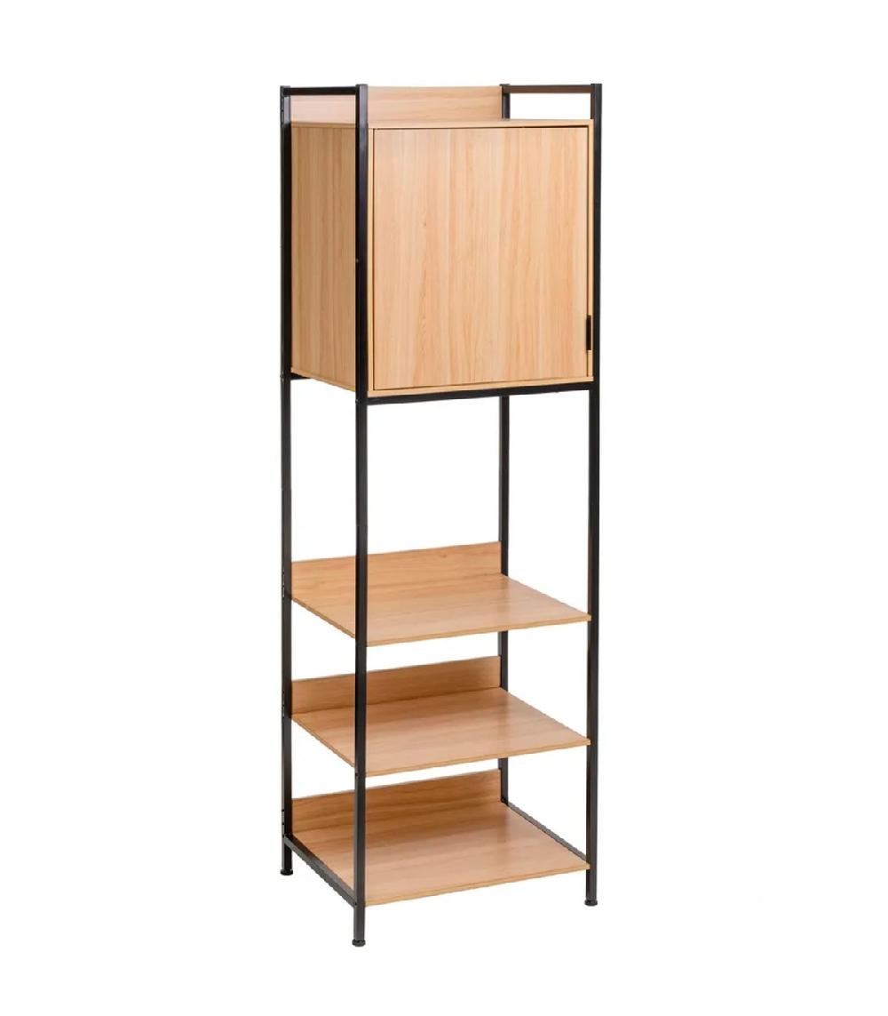 wadiga Étagère penderie effet bois et métal noir placard 60x48x190cm