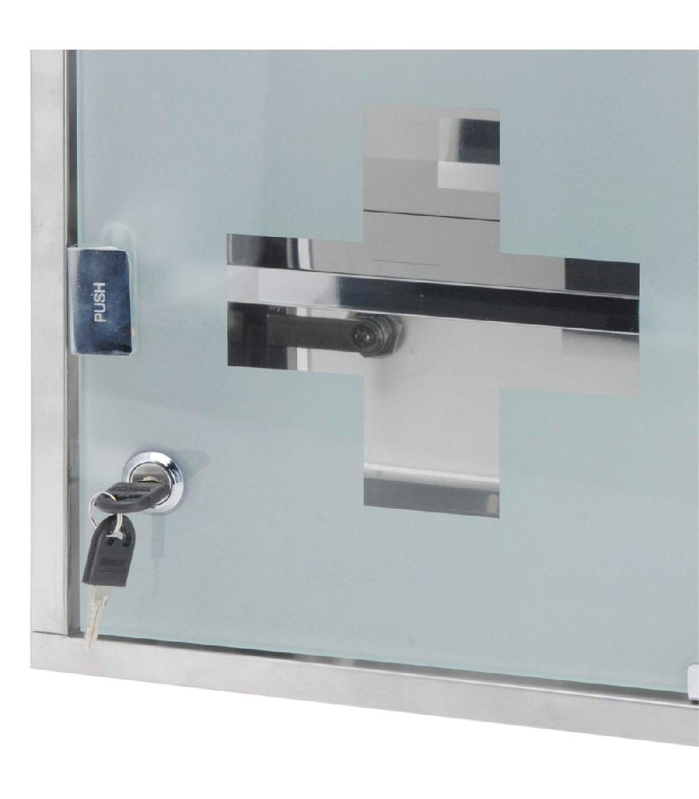 Wadiga Étagère Pharmacie Murale En Acier Inoxydable Et Verre 30x30x12cm