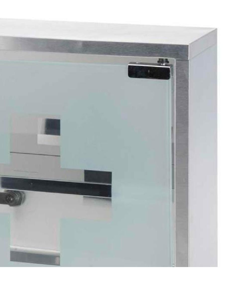 Wadiga Étagère Pharmacie Murale En Acier Inoxydable Et Verre 30x30x12cm