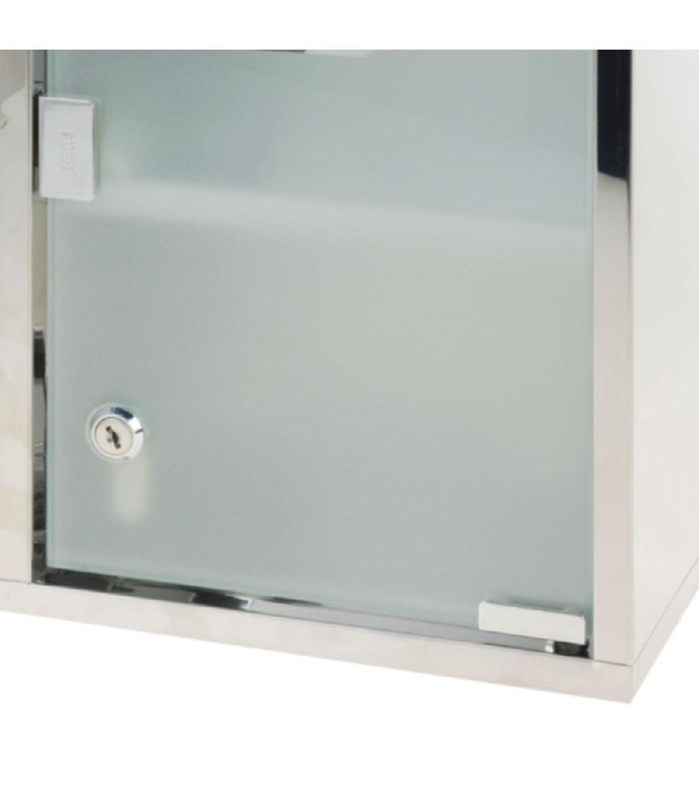 Wadiga Étagère Pharmacie Murale En Acier Inoxydable Et Verre - 25x12x48cm