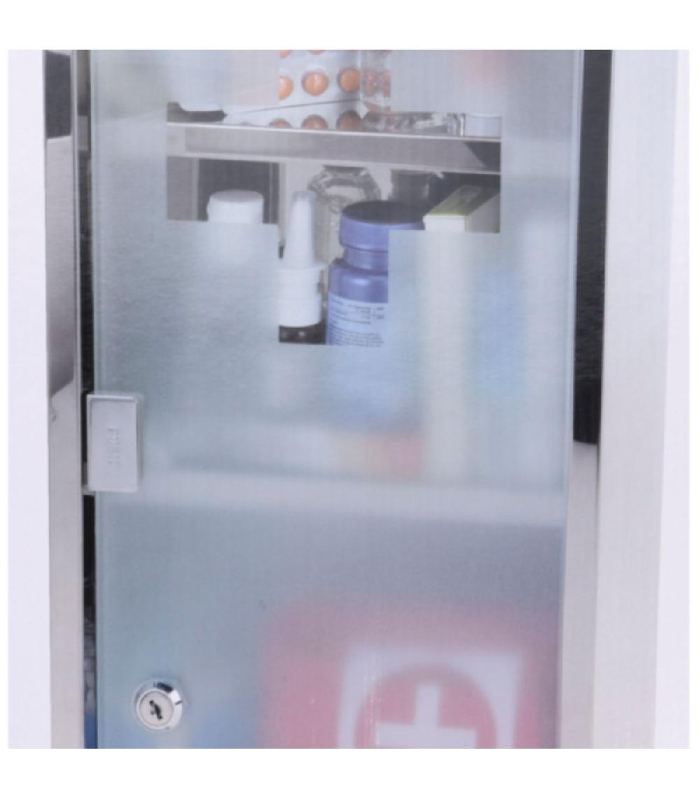 Wadiga Étagère Pharmacie Murale En Acier Inoxydable Et Verre - 25x12x48cm