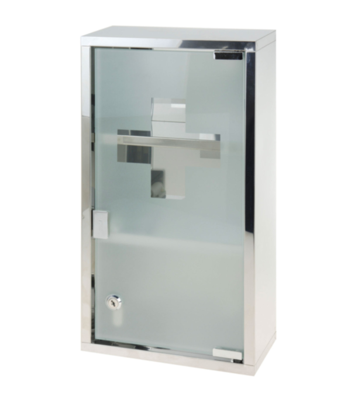 wadiga Étagère pharmacie murale en acier inoxydable et verre - 25x12x48cm