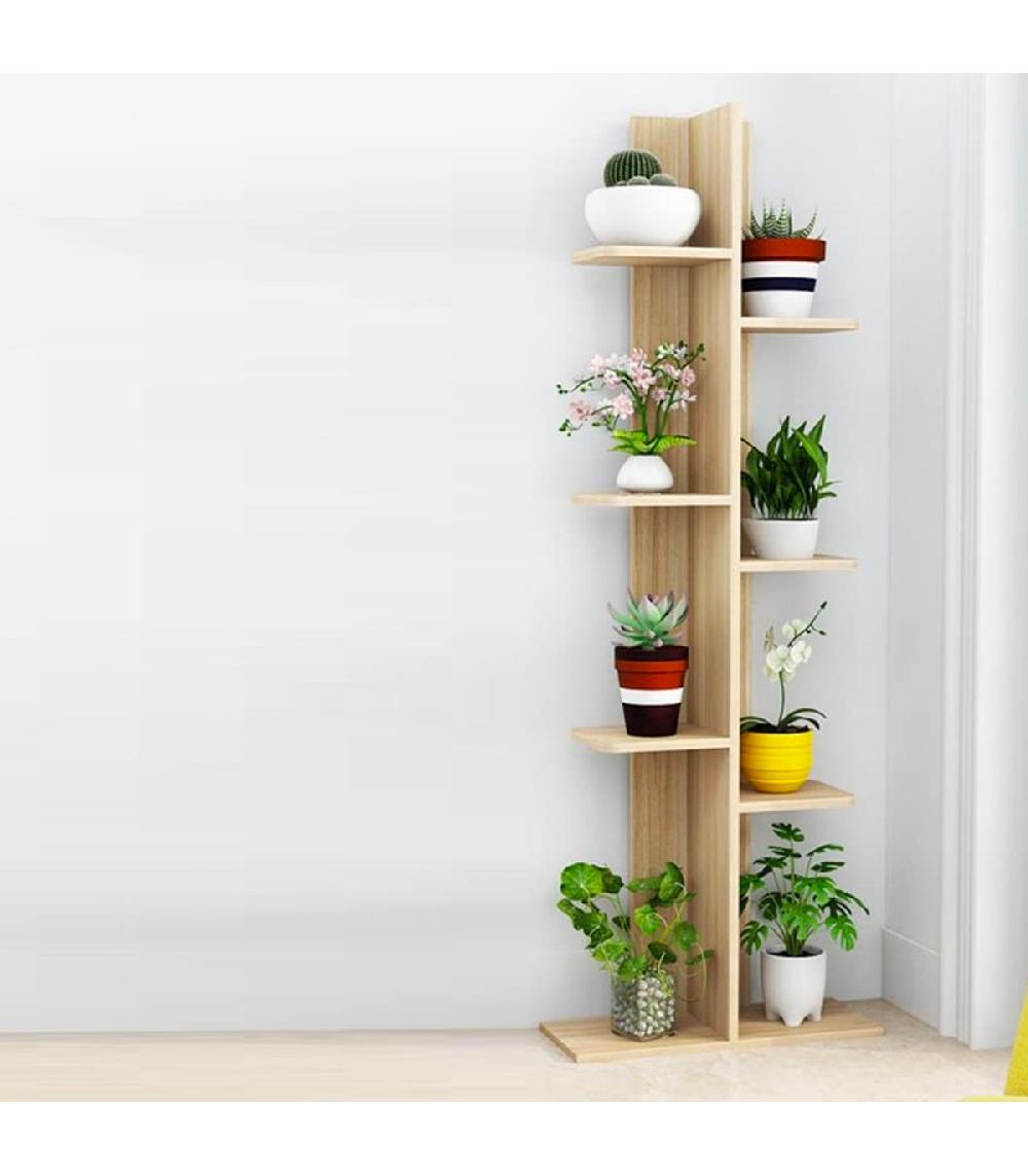 Wadiga Étagère Porte Plantes Bois 9 Niveaux 22x45x121.8cm