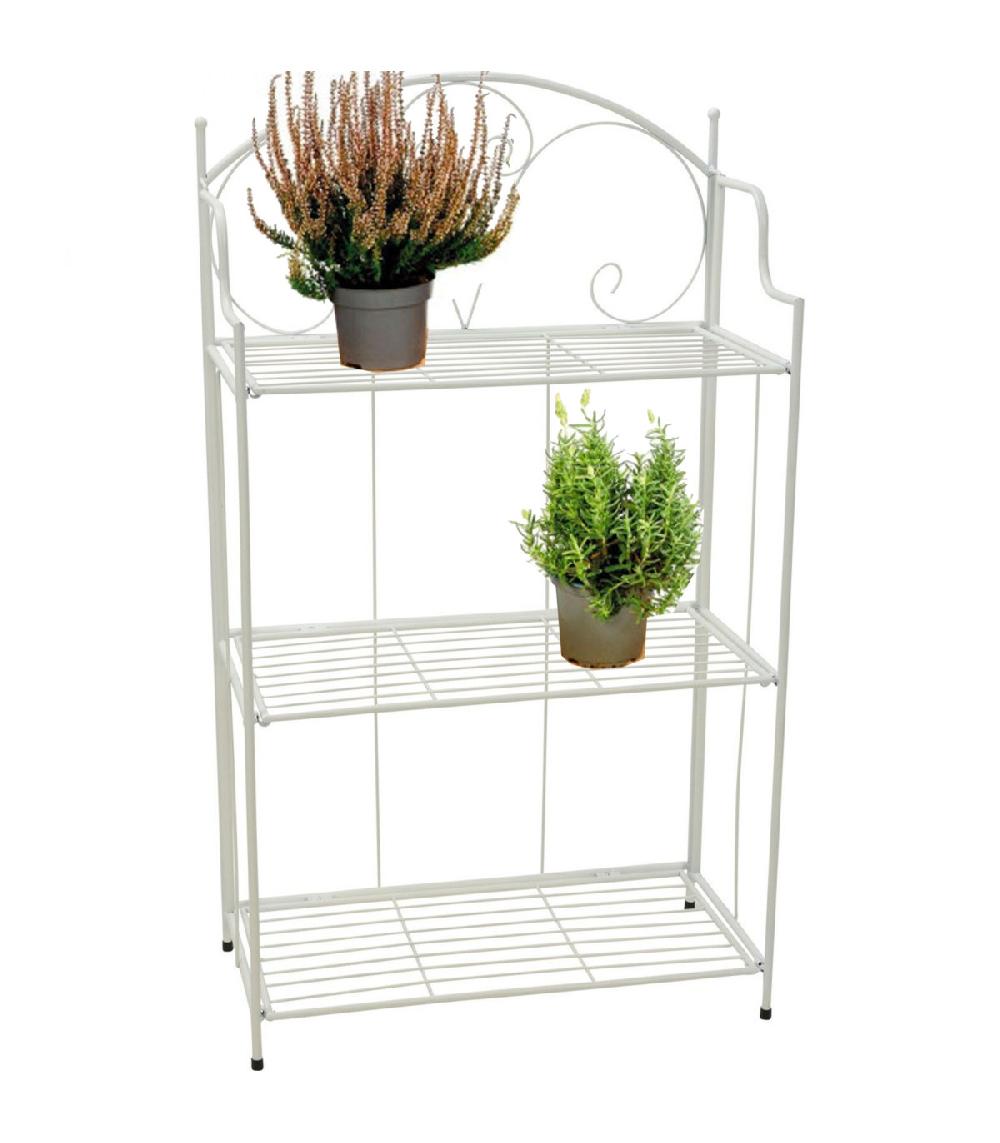 Wadiga Étagère Pour Plantes En Métal Blanc Pliable 58x30x100cm