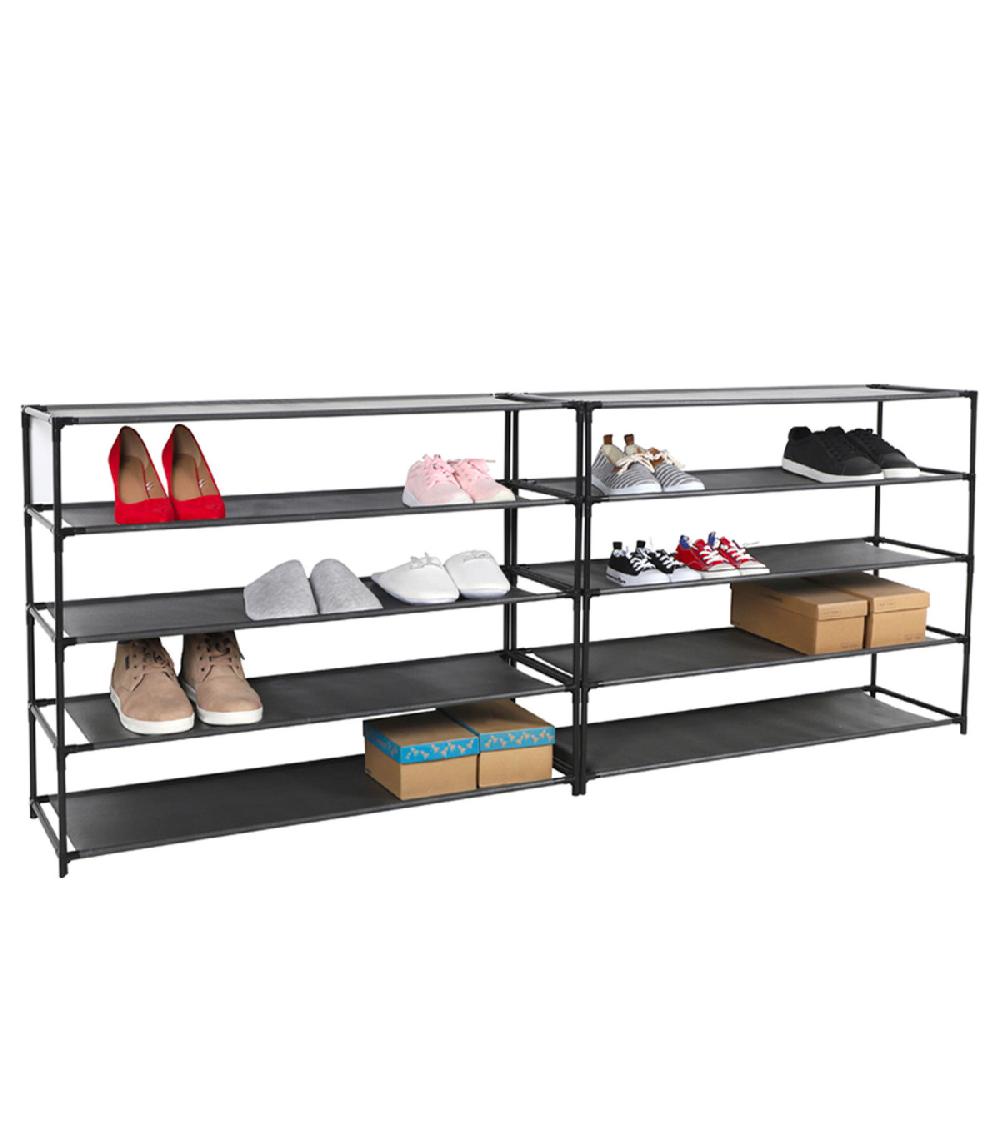 Wadiga Étagère Rangement Chaussures Noire 10 Étages 93x30x156cm