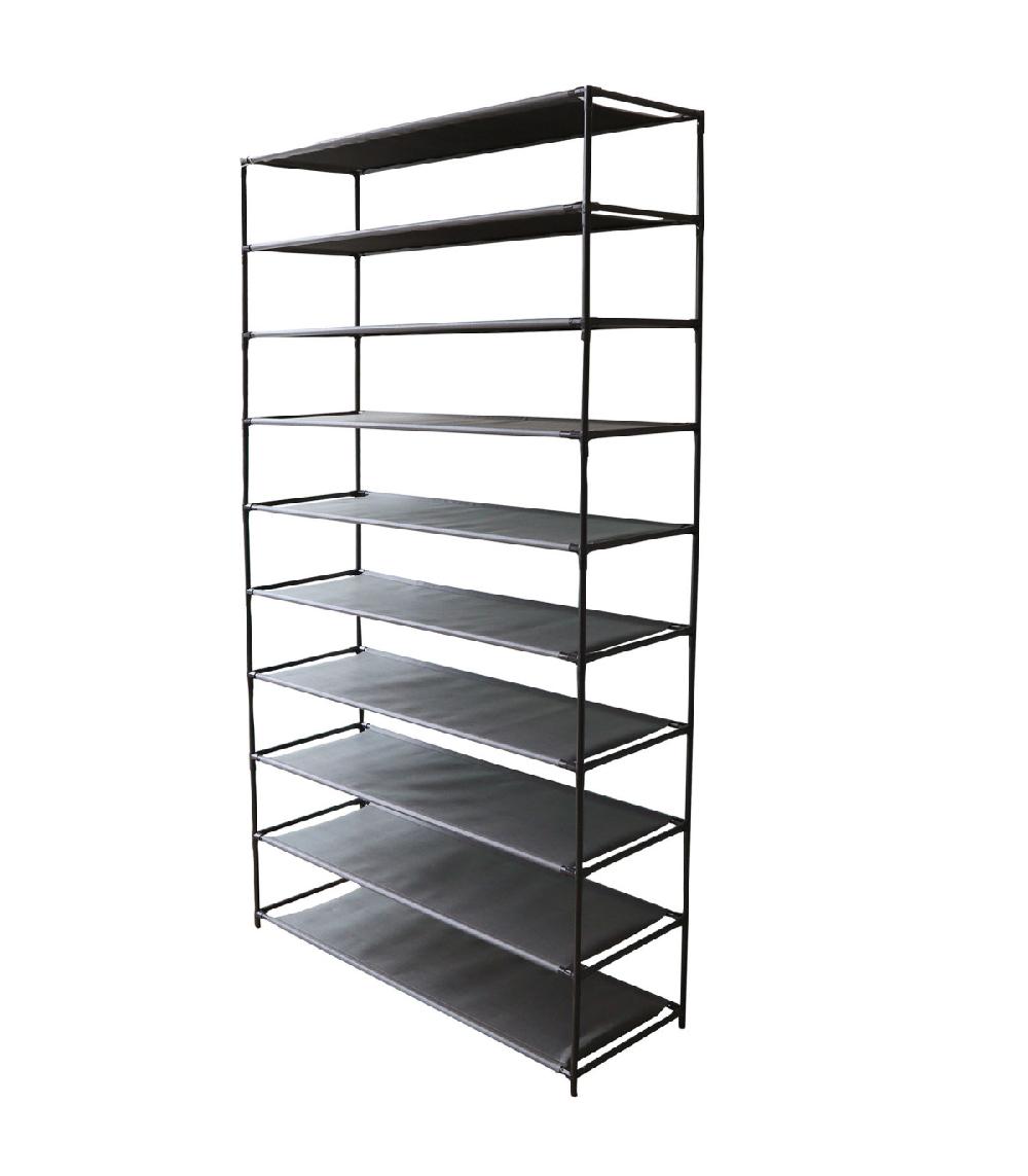 wadiga Étagère rangement chaussures noire 10 Étages 93x30x156cm