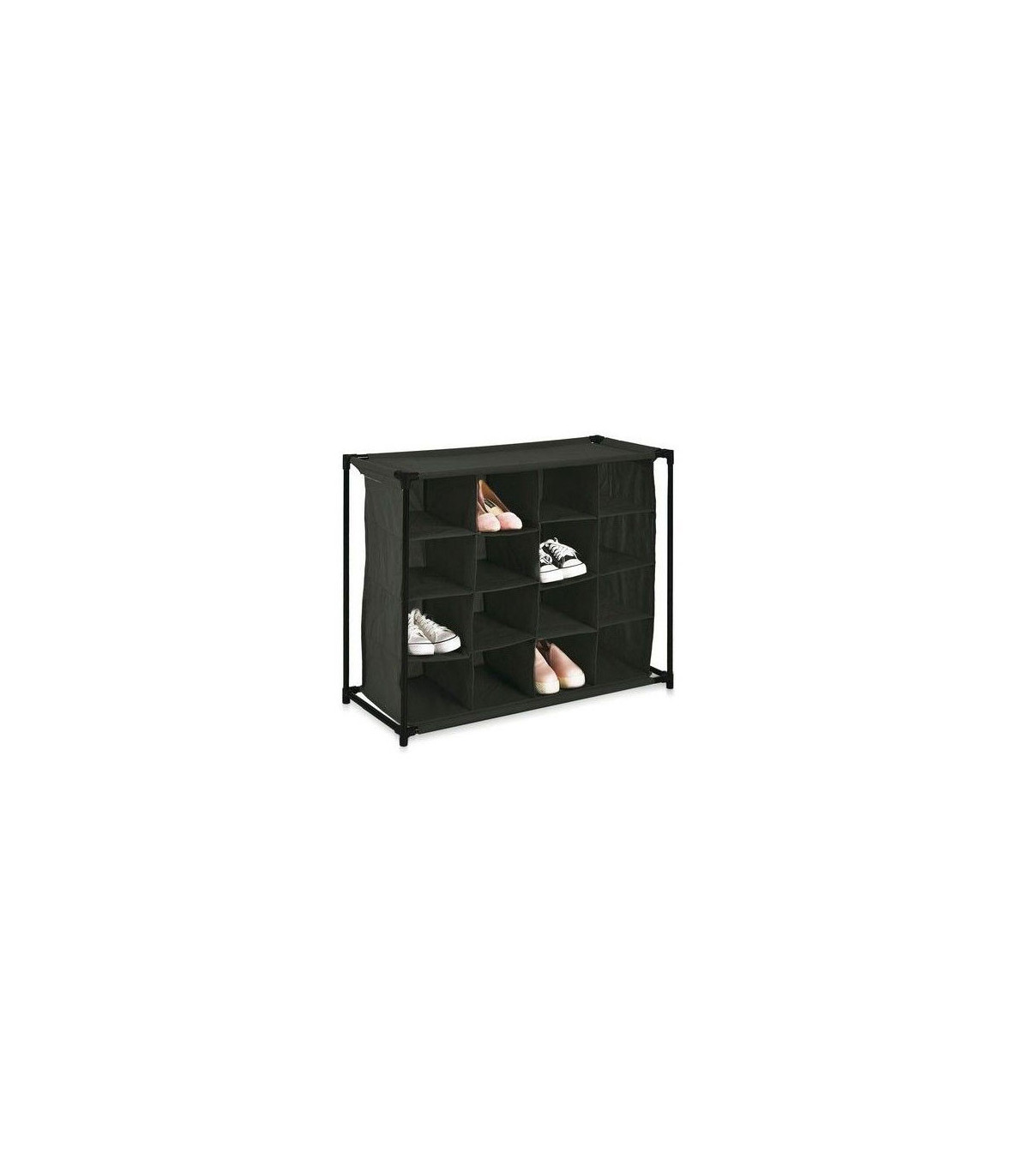 wadiga Étagère Rangement Chaussures Noire - 16 Paires