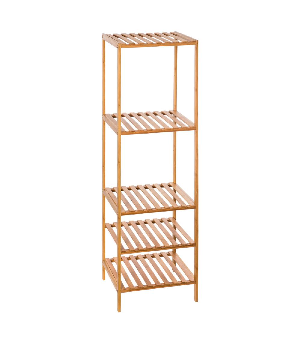 Wadiga Étagère Salle De Bain 5 Plateaux En Bambou - 35x32x111.5cm