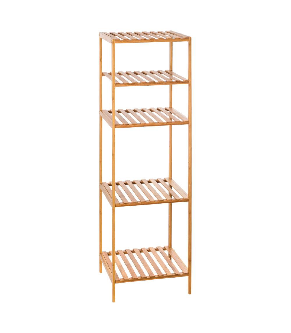 wadiga Étagère salle de bain 5 plateaux en bambou - 35x32x111.5cm